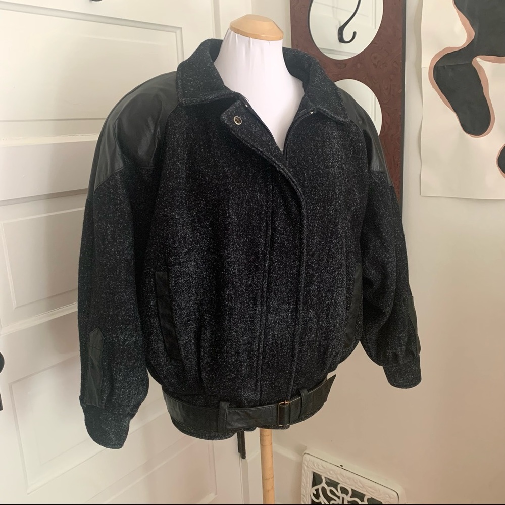 Vintage Wool & Leather Bomber Jacket
